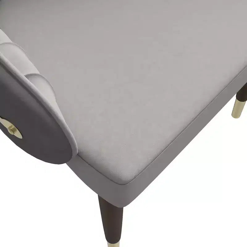 Chaise de salle à manger à dossier haut, en cuir végétalien avec dossier ondulé et accents dorés