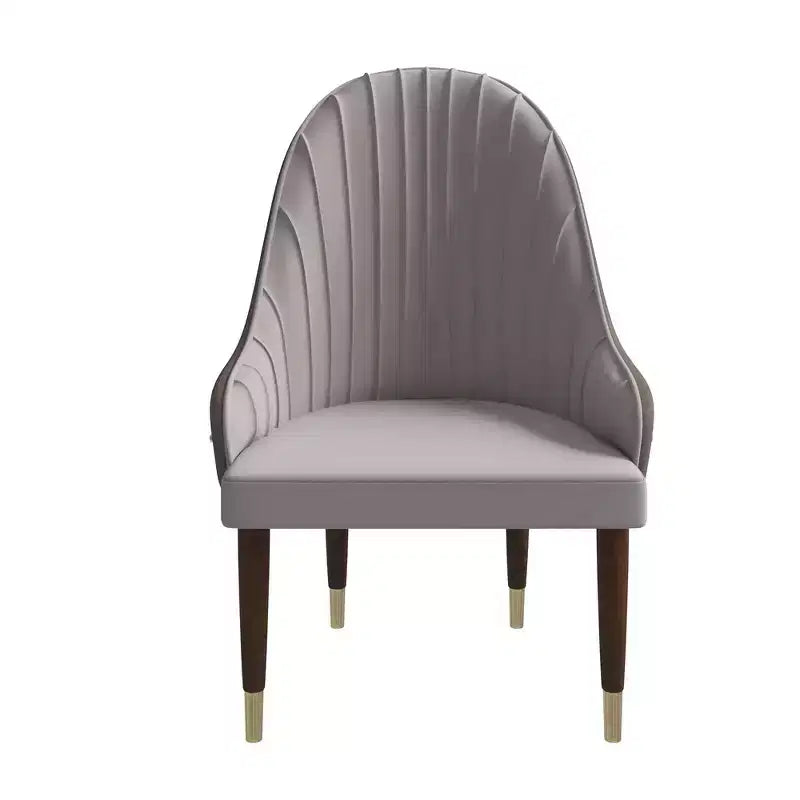 Chaise de salle à manger à dossier haut, en cuir végétalien avec dossier ondulé et accents dorés