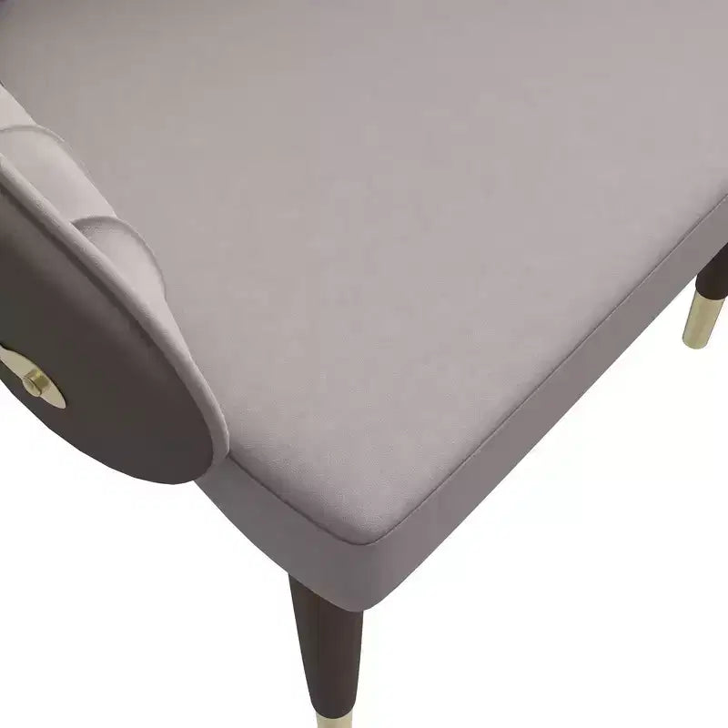 Chaise de salle à manger à dossier haut, en cuir végétalien avec dossier ondulé et accents dorés