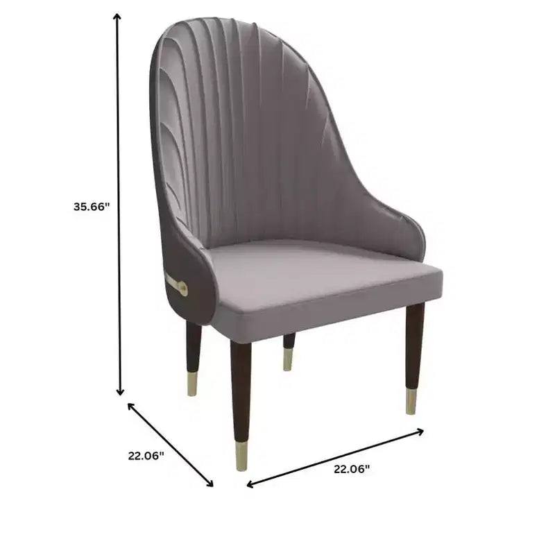 Chaise de salle à manger à dossier haut, en cuir végétalien avec dossier ondulé et accents dorés
