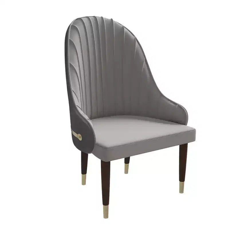 Chaise de salle à manger à dossier haut, en cuir végétalien avec dossier ondulé et accents dorés