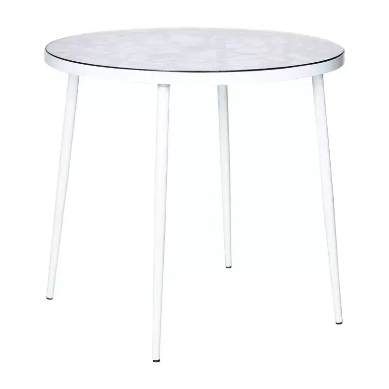 Table de salle à manger moderne 31 po style bistrot, base en aluminium motif arbre, plateau en verre trempé