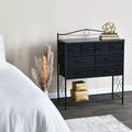 Commode de style victorien à 8 tiroirs avec étagère à chaussures inférieure, noire