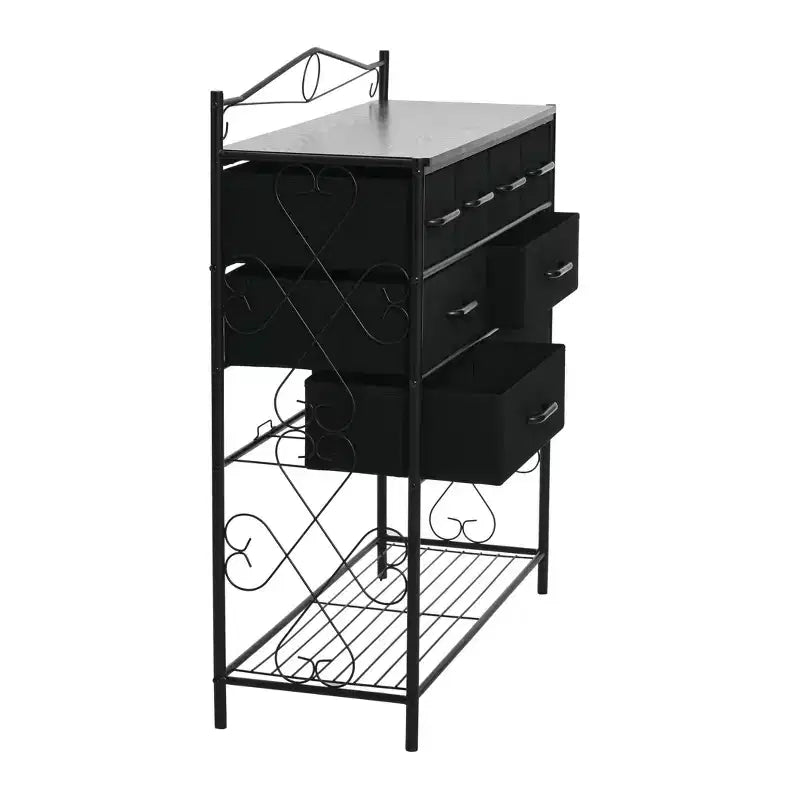 Commode de style victorien à 8 tiroirs avec étagère à chaussures inférieure, noire