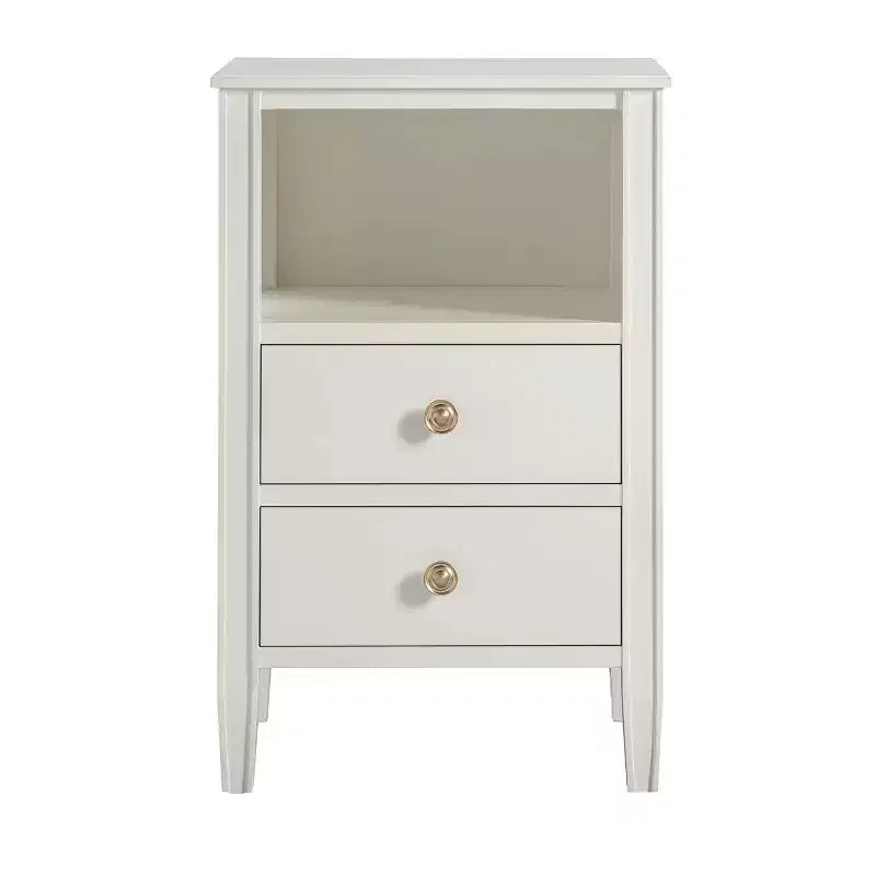 Table de chevet avec 2 tiroirs de rangement et étagère ouverte, Gris