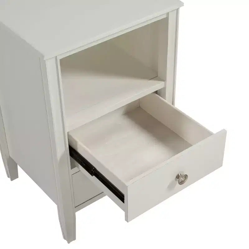 Table de chevet avec 2 tiroirs de rangement et étagère ouverte, Gris