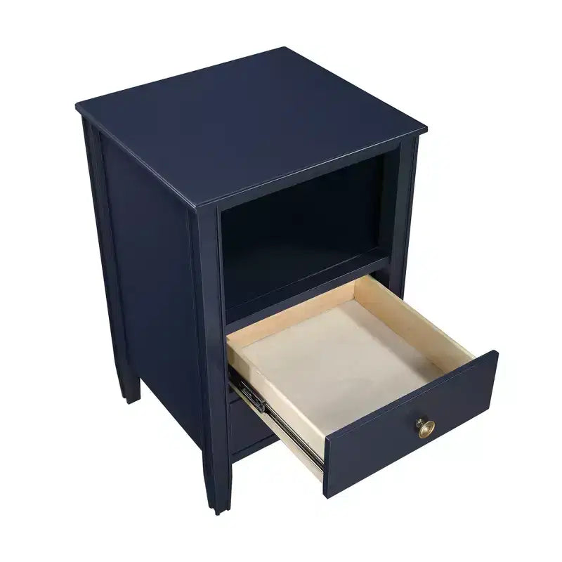 Table de chevet avec 2 tiroirs de rangement et étagère ouverte, Gris