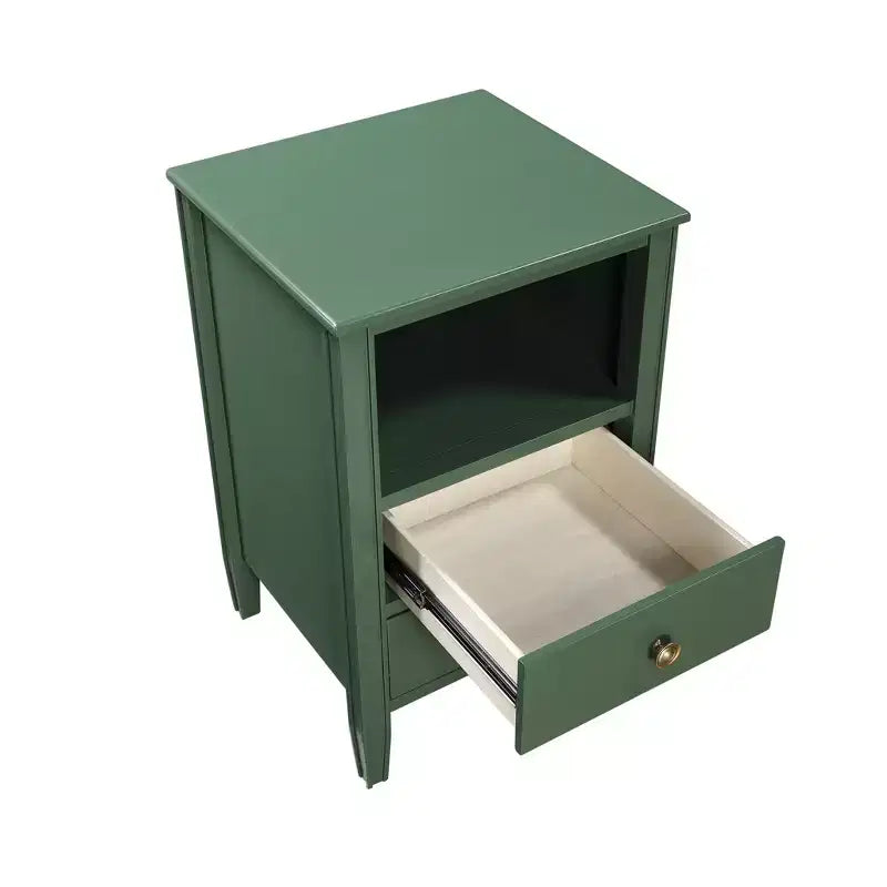 Table de chevet avec 2 tiroirs de rangement et étagère ouverte, Gris