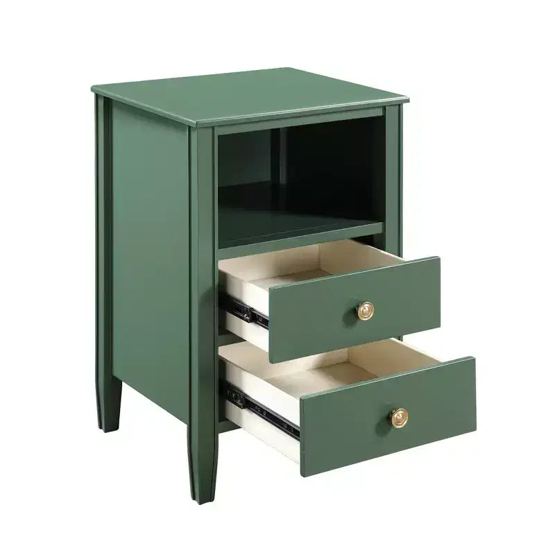 Table de chevet avec 2 tiroirs de rangement et étagère ouverte, Gris
