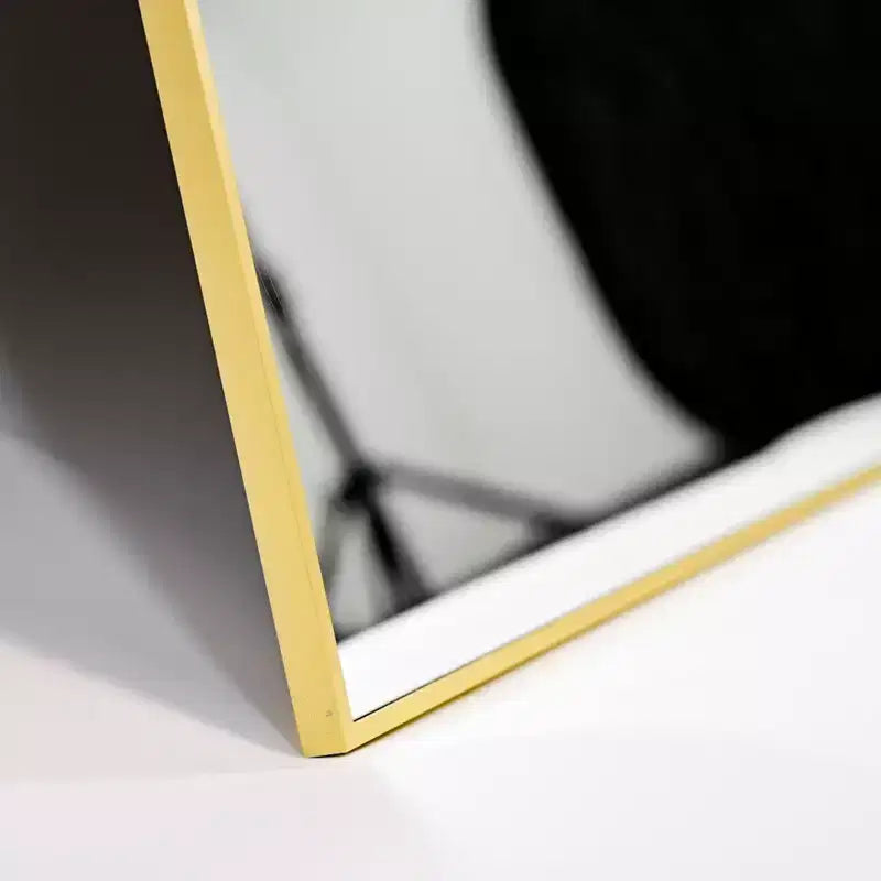 Miroir de cheminée arqué 24 x 36, Noir/Doré - Cadre métallique, Fixation murale, Décor moderne