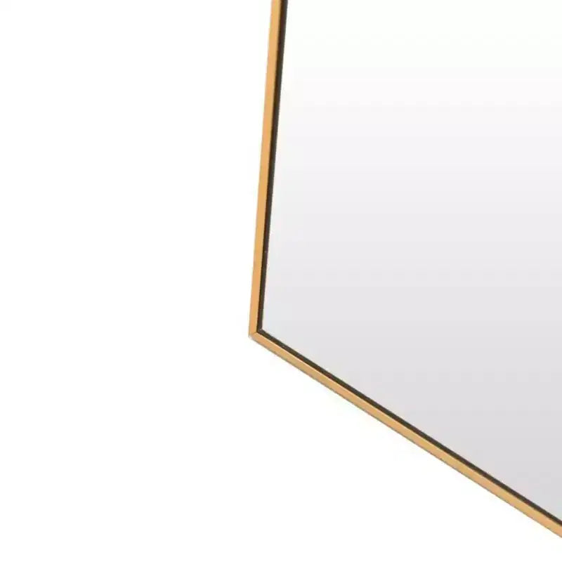 Miroir de cheminée arqué 24 x 36, Noir/Doré - Cadre métallique, Fixation murale, Décor moderne