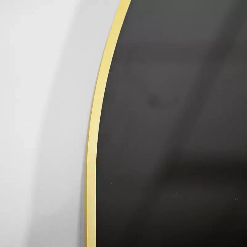 Miroir de cheminée arqué 24 x 36, Noir/Doré - Cadre métallique, Fixation murale, Décor moderne